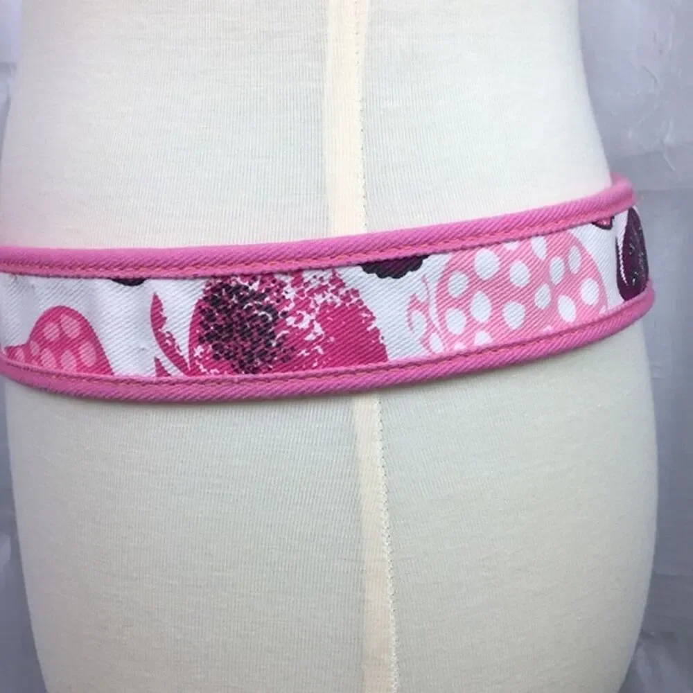 Hot Pink Belt Womens Large Barbie Core Preppy Double D Ring Summer‎ Fruit Canvas